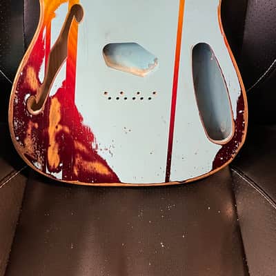 MJT Thinline Telecaster Body Blue Over Burst Nitro Heavy Relic image 2