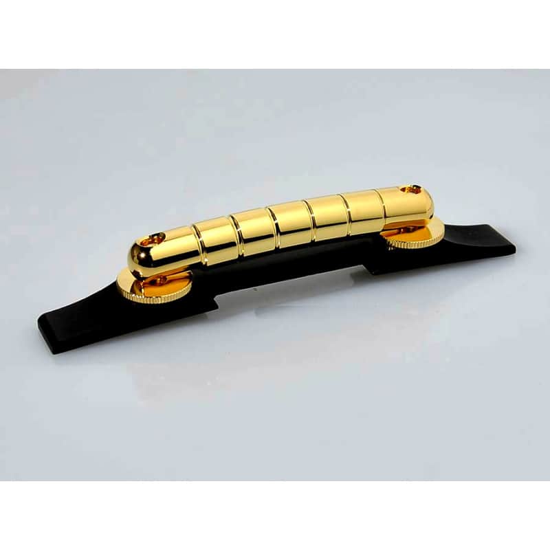 Guenine Gretsch Bridge assembly, Rocking Bar, Gold w/ ebony image 1