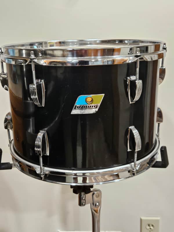 Vintage 9x13 Black Cortex Tom w/ Ludwig Hardware 6-Ply Shell B/O Badge image 1