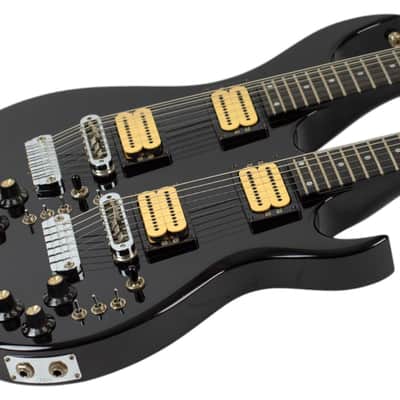 1984-85 Carvin DN612 6/12 String Doubleneck Guitar Black w/Hard Shell Case #17848 image 2