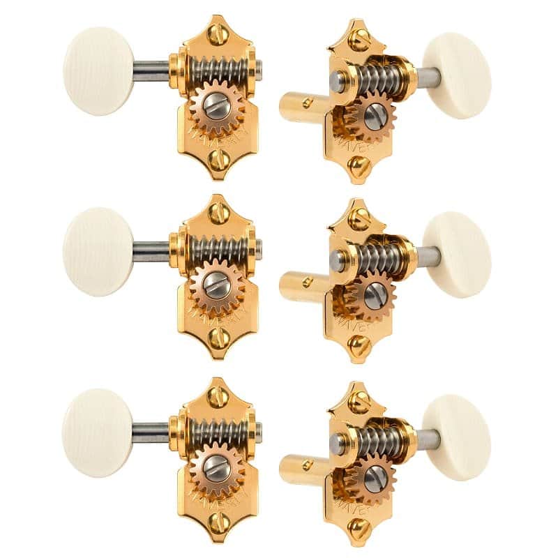 Waverly Guitar Tuners with Ivoroid Knobs for Slotted Pegheads, Gold, 3L/3R image 1