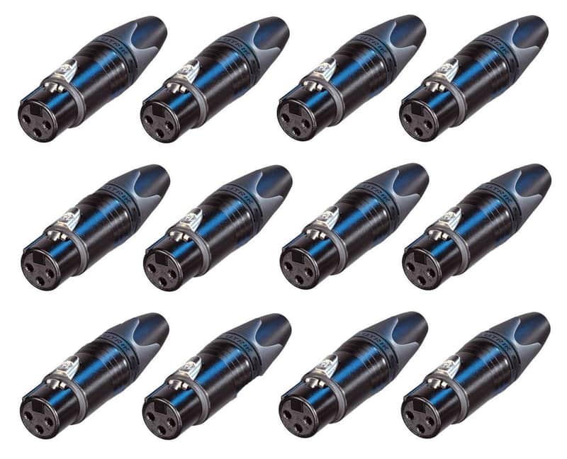 (12 PACK) NEUTRIK NC3FXX-B 3-Pin XLR Female Cable Mt Connector Black w/ Gold Pins image 1
