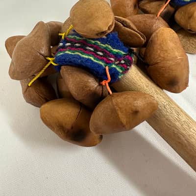 Seed Pod Nut Rattle Shakers (Pair), Sound Effect, 8" Handles - EXCELLENT image 4