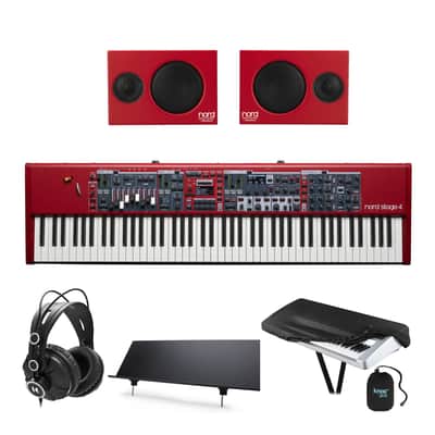 Nord Stage 4 88 88-Key Fully-Weighted Keyboard Bundle with Nord Piano Monitor V2 (Pair), Nord Music Stand, and Headphones (5 Items)