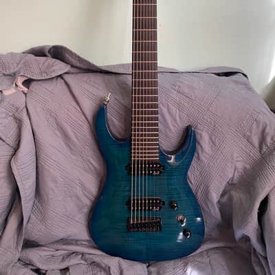 Agile Septor Pro 827 - trans blue neck through ebony fret image 18