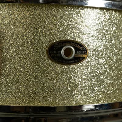 1964 Slingerland 5x14 Silver Sparkle Pearl Deluxe Student Model Snare Drum image 6