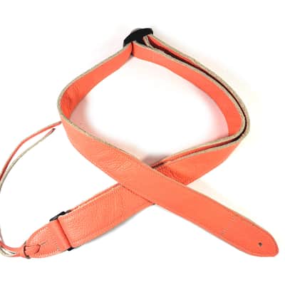 Coral Premium Leather Ukulele Strap - Light Orange Leather Design Ukulele Strap -Handmade -Soft Leather Ukulele Strap - Button Ukulele Strap image 4