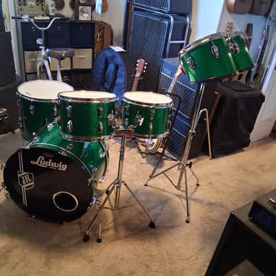 Ludwig Leedy Rogers Custom drum set 50's 60's 70's - Green sparkle image 1