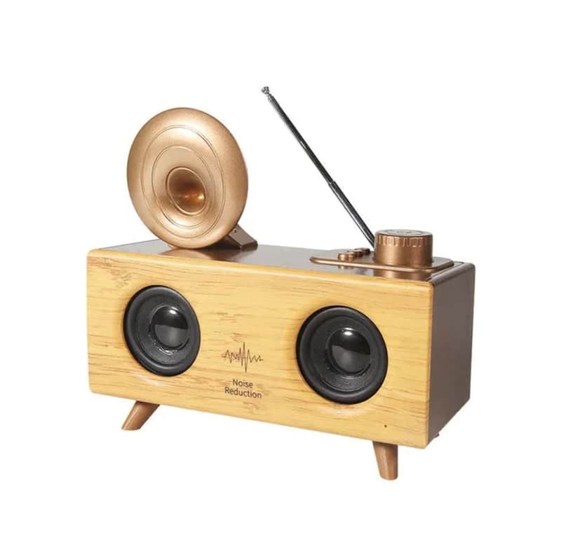 Retro Bluetooth Speaker with FM Radio – Vintage Wireless Dual Speaker with AUX, USB & Long Battery Life image 1