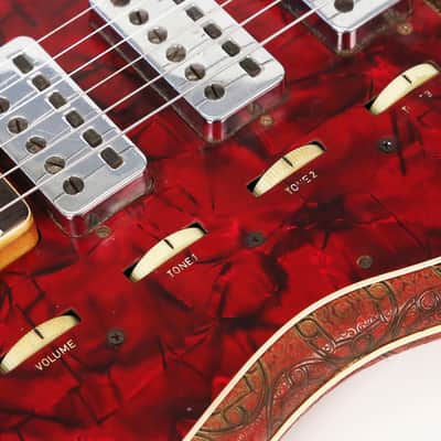 1964 Hofner Galaxy 176 Electric Guitar - Super Rare Red & Gold Vinyl Body with 3 Staple Pickups! image 6