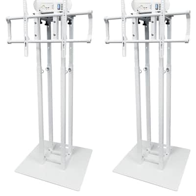 (2) Rockville ROCK SPOT 260W WHITE DJ Moving Head Lights+White Totem/TV Stands image 1