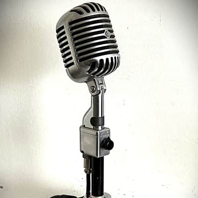 Vintage 1940s Shure 55 Dynamic Microphone, gorgeous & working, w/stand-cable image 1