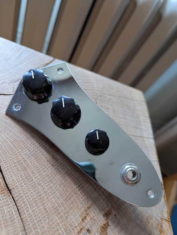 Fender Geddy Lee Jazz Bass prewired control plate 1999 - Chrome image 1