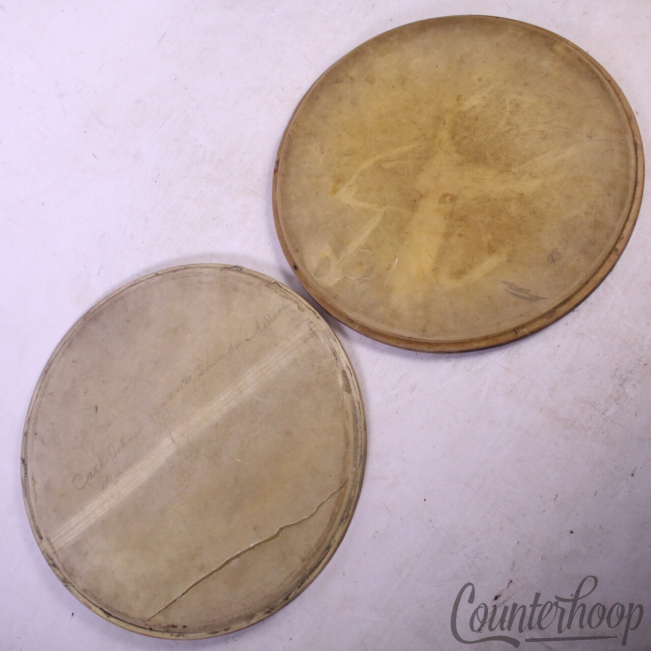 Ludwig 2x 12" Calf Skin Drum Heads Maple Flesh Hoops Batter/Resonant Snare 20s* — main photograph