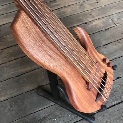 Short scale 6 string fretless bass guitar by JL 2023 - Sapele image 2