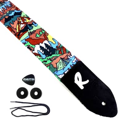 Mountains Guitar Strap-Great Outdoors National Park Tent Guitar Strap -Camping Guitar Strap- Double Padded - Universal Guitar Strap image 1