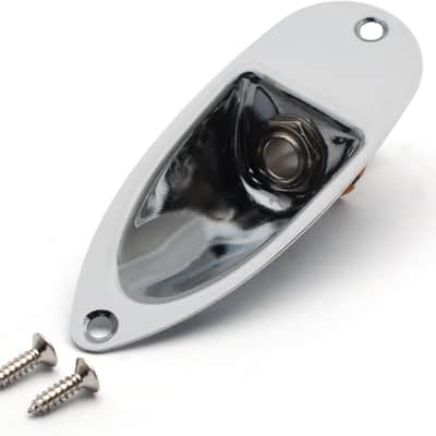 Guitar Input Jack Socket Plate Output Loaded Boat Style 1/4 Inch with Screws for Fender Stratocaster Strat St Mono Electric Guitar for Electric Guitar Replacement Parts（Chrome） image 1
