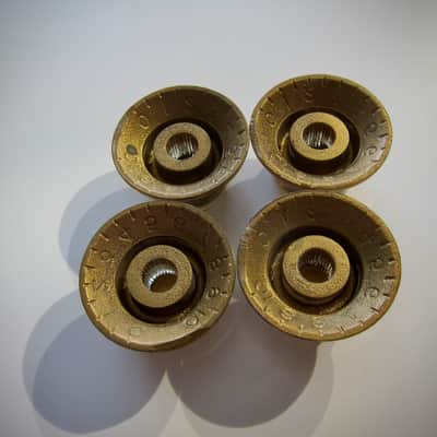 Gibson Control Knobs Set Of (4) Volume & Tone Authentic Vintage Part Circa-1960-Gold Plastic image 5