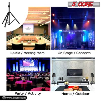 5 Core Speaker Stand Height Adjustable 60" Heavy Duty PA DJ Tripod Studio Monitor Stands image 3
