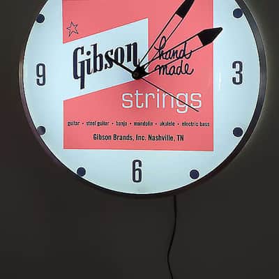 60's Style Gibson Guitars Round Light Up Clock Killer Cool Man Cave/Garage Accessory image 2