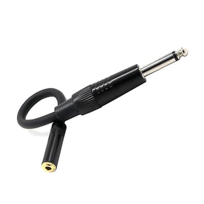 6.35Mm 1/4” Ts Male To 3.5Mm 1/8" Female Mono Audio Adapter Converter Cable - Black image 1