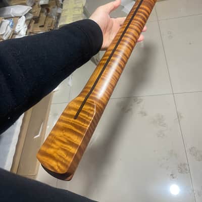 5-string electric bass neck jazz bass stainless steel 21frets Roasted flame Maple guitar neck 34inch hole 18mm image 1
