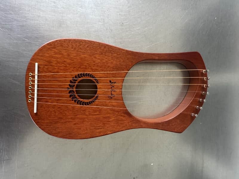 NIB-7 String Lyre Harp Instrument with Tuning Wrench,Metal Strings,Bag, Mahogany Body and Bone Saddle,Lyre Harp Kit Gift for Kids Adults Beginner image 1