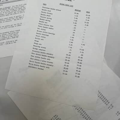 1980's Bigsby Palm Pedal Promotional Sheet + parts price list + bigsby dealer price list image 5
