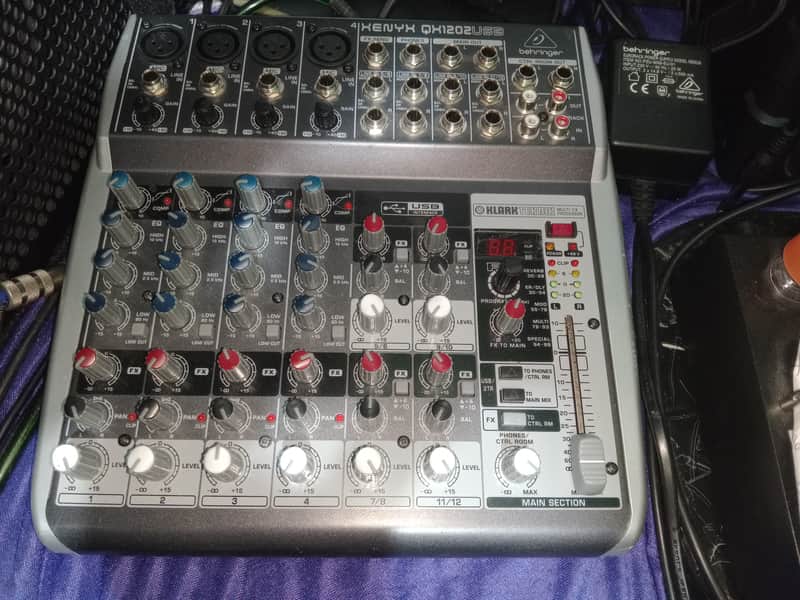 Behringer Xenyx QX1202USB PREMIUN 2 BUS 12-Input Mixer with USB Interface and Effects KLARK TEKNIK 2015 THE POWER SUPPLY IS SOLDER ON MAINBOARD INSIDE CHECK image 1