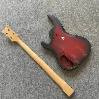 Red Burst 4 String Bass Basswood Body with Maple Neck, Rosewood Fingerboard image 4