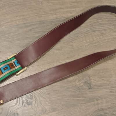 Vintage Ace Style Strap- Metal Slide- Cool Green / Blue Geometric Pattern image 5