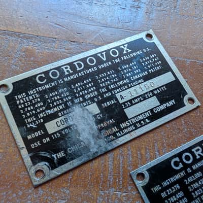 Cordovox Amplifier Branding Badge ID Plates Original Vintage Parts image 3