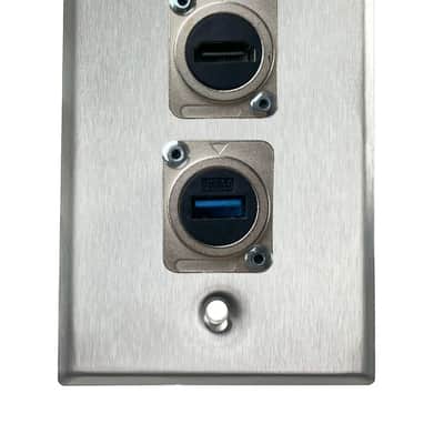 Stainless PROCRAFT SPL-2X-ST-VAR 1 Gang Stainless Pro Audio Installation Wall Plate Loaded, Made in the USA-HDMI Feed-Thru / USB Feed-Thru image 1