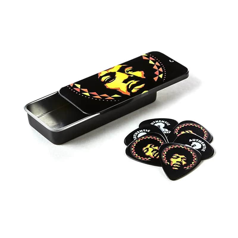 Dunlop JHPT16H Jimi Hendrix Aura Mandala Heavy Guitar Pick Tin (6-Pack) image 1