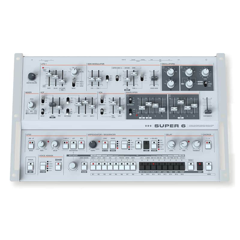 UDO Audio Super 6 Desktop 12-Voice Polyphonic Binaural Analog-Hybrid Synthesizer image 1