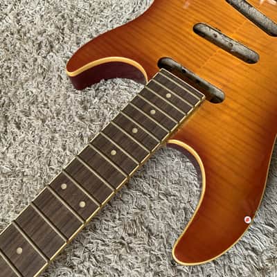 SSS Tiger Maple Top Cherry Burst Guitar Mahogany Body, Maple Neck image 8