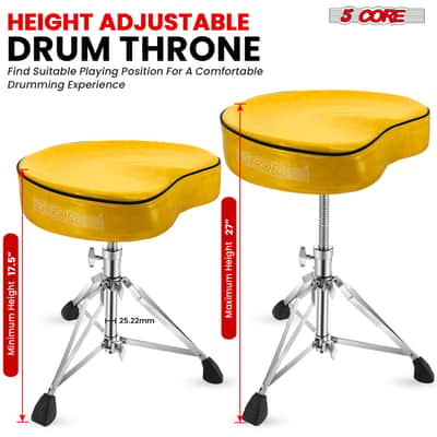 5 Core Drum Throne 4" Padded Saddle Seat Heavy Duty Adjustable Drumming Chair image 3