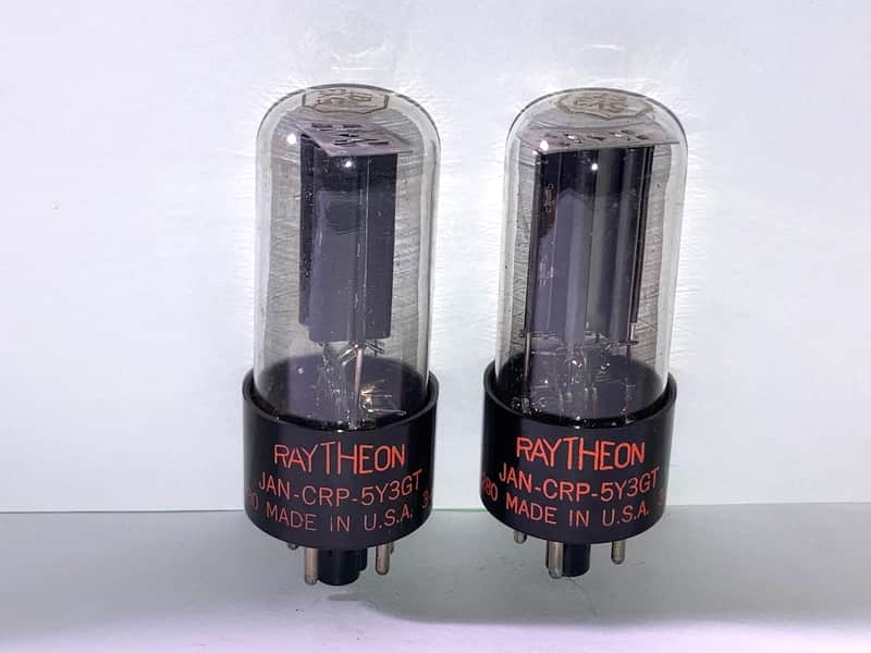 1953 Raytheon 5Y3GT JAN Mil-Spec Rectifier Tubes, Matched Pair, Tested, Matched Codes image 1