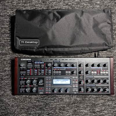 Access Virus TI Desktop Digital Synthesizer 2005 - Black W/ CUSTOM amp Cover, all accessories (OG Rack ears!) Original box, extra set of Chroma Caps Knobs image 2