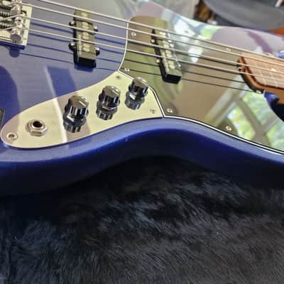 Fender American Standard Jazz Bass Fretless Custom Upgrades Mystic Blue 4-String image 8
