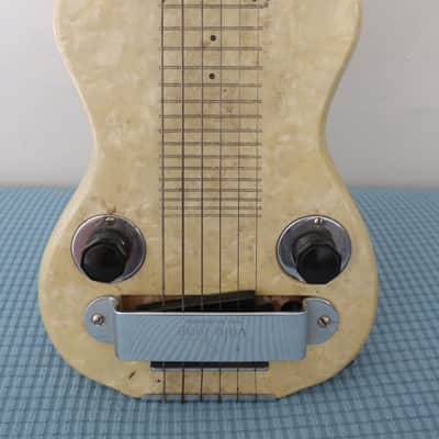 Vintage 1930s Volu-Tone Lap Steel Mother of Pearl Lap Steel Guitar White Sparkle MOP Pearl Valco Will Need New Tuner Buttons & Minor EZ Project TLC Magnatone Supertone Aloha image 4