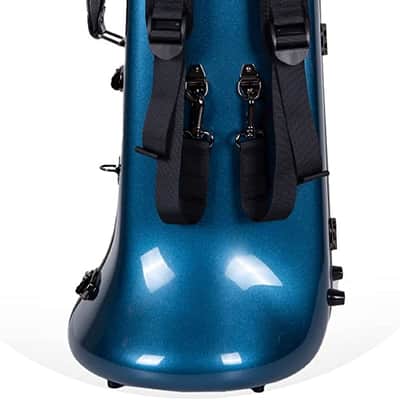 Crossrock Fiberglass Case fits for F-Trigger or Straight Trombone with removable shoulder straps-Blue image 2