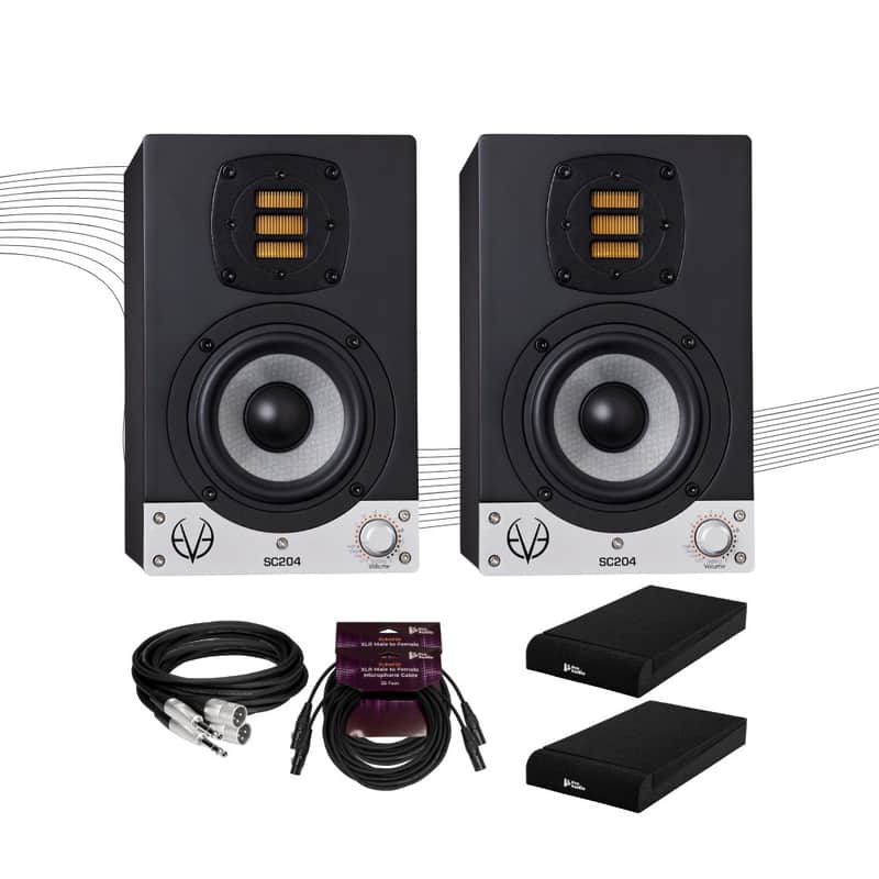 EVE Audio SC204 4-Inch Studio Monitor (Pair) with Isolation Pads and Cables image 1