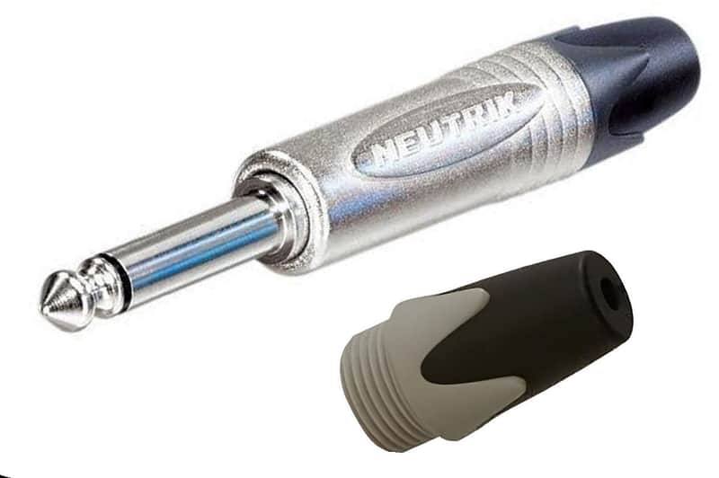 NEUTRIK NP2X Mono or NP3X Stereo 1/4" Cable Mount Instrument Jack w/ Nickel Shell & Colored Boot For ID-NP2X-Mono / Grey image 1