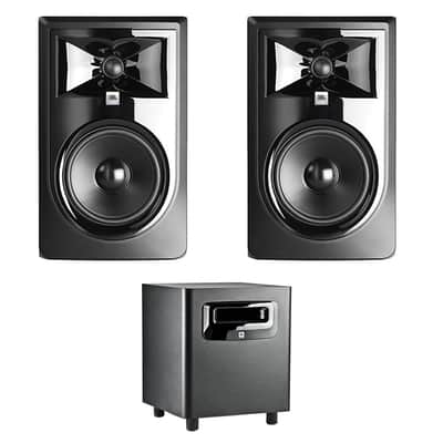 2x JBL 306P MkII 6" Active Speaker Powered Monitor Pair + LSR310S Subwoofer Sub image 1