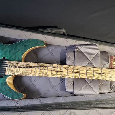 Mayones Aquila Elite S7 26.5" Reverse Headstock 4A QM top, Pale Moon Ebony Fretboard 16", Luminlay Offset Dot Inlays, Black Limba body, Wenge neck, Velvetrone Pickups image 12