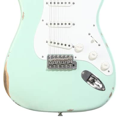 Fender Custom Shop Limited-edition Fat 1954 Stratocaster Relic Electric Guitar - Faded Aged Surf Green image 3