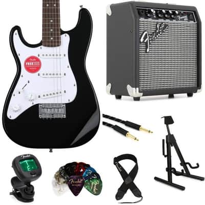 Squier Mini Stratocaster Left-handed Electric Guitar and Fender Frontman 10 Amp Essentials Bundle - Black image 4