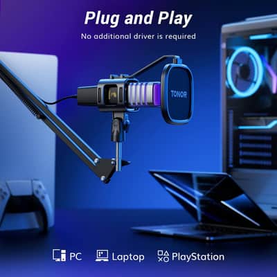 Usb Gaming Microphone, Rgb Streaming Microfono Set, Pc Podcast Recording Computer Mic For Ps4/5, Discord, Twitch, Cardioid Condenser Mic With Adjustable Boom Arm Stand Tc30S+ image 4