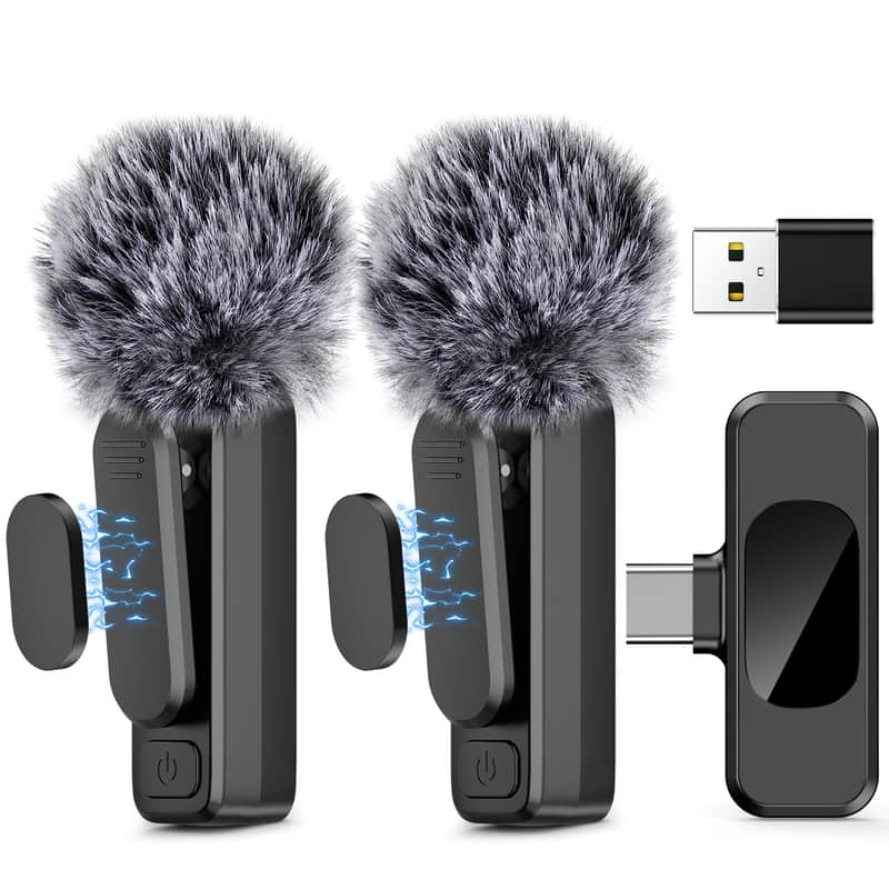 Usb C Wireless Lavalier Microphone For Type-C,Android Phone,Laptop,Pc,Professional Mini Microphone With Noise Reduction,Lapel Microphone For Video Vlog,Interviews,Live Streaming,Tiktok,Youtube,2Pack image 1